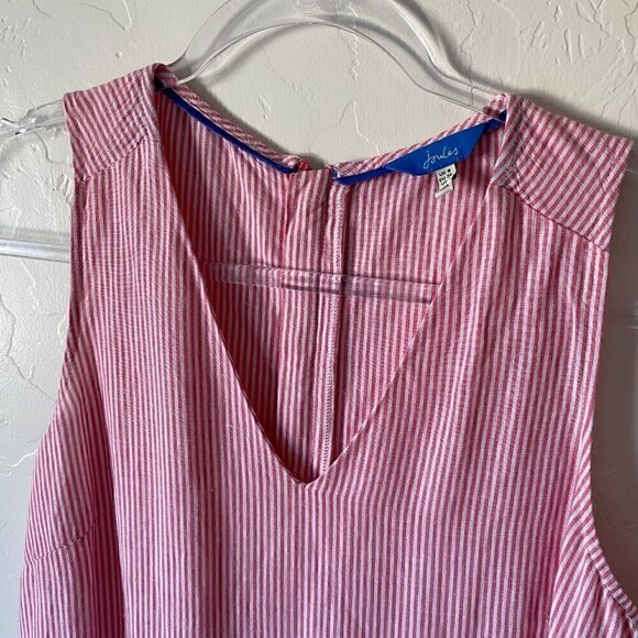 Joules Womens Romper Jumpsuit Angela Linen Pink White Striped Sleeveless - Picture 5 of 10